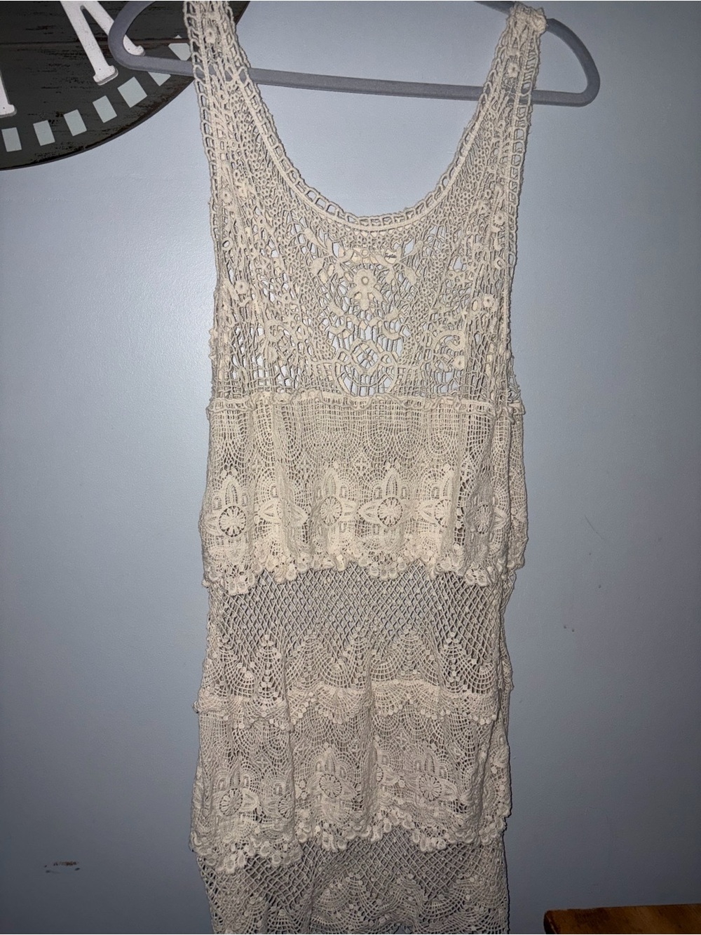 American Eagle Outfitters Cream Crochet mini dress Swim Coverup